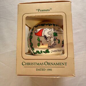 Vintage 1981 Ambassador Ornament "Peanuts" Satin Unbreakable Snoopy Woodstock